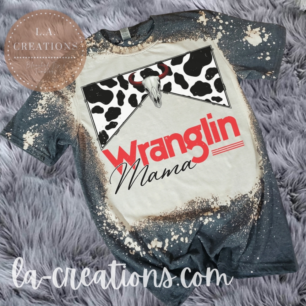 Wranglin Mama Bleached Tee Small-3x